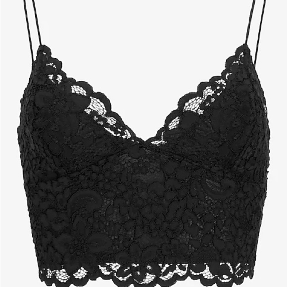 Allover Lace Cropped Cami - black
